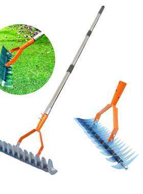 可拆卸草坪枯草耙 茅草耙 园林落叶耙松土器 土壤耙Thatch Rake