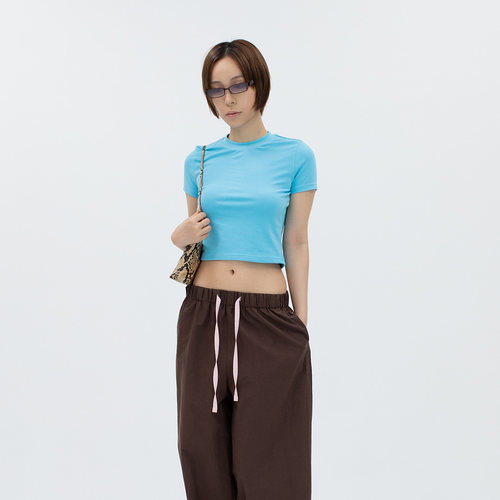 FILGood26夏新品 短款白色蓝色 短袖T恤 高腰修身版型FG06T07/6