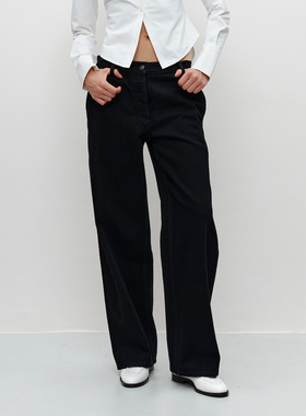 FILGood黑色宽松牛仔裤 微弯刀版型 适合165以上身高FG02J01