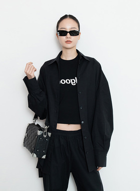 【周年庆】FILGood 黑色宽松衬衫 廓形剪裁有型 FG02S02