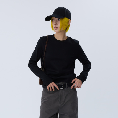 FILGood 长袖黑白色T恤 100棉正肩版型 修身显瘦FG05T09