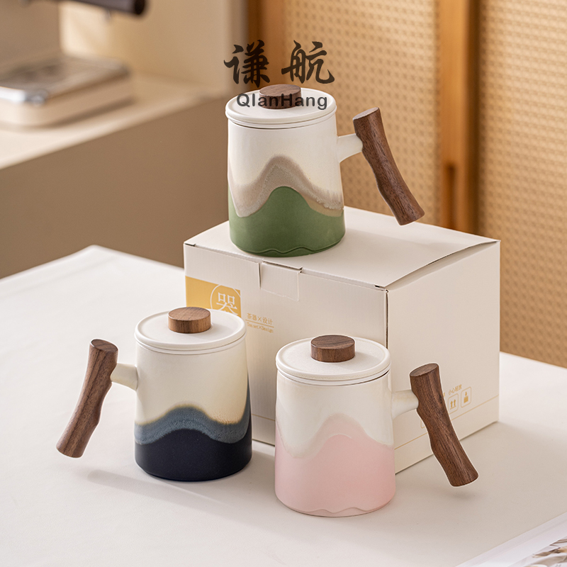 谦航窑变釉三件套办公杯