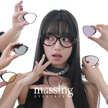 massing磁吸换片两片可换眼镜猫眼大框板材尼龙太阳镜A&M-013