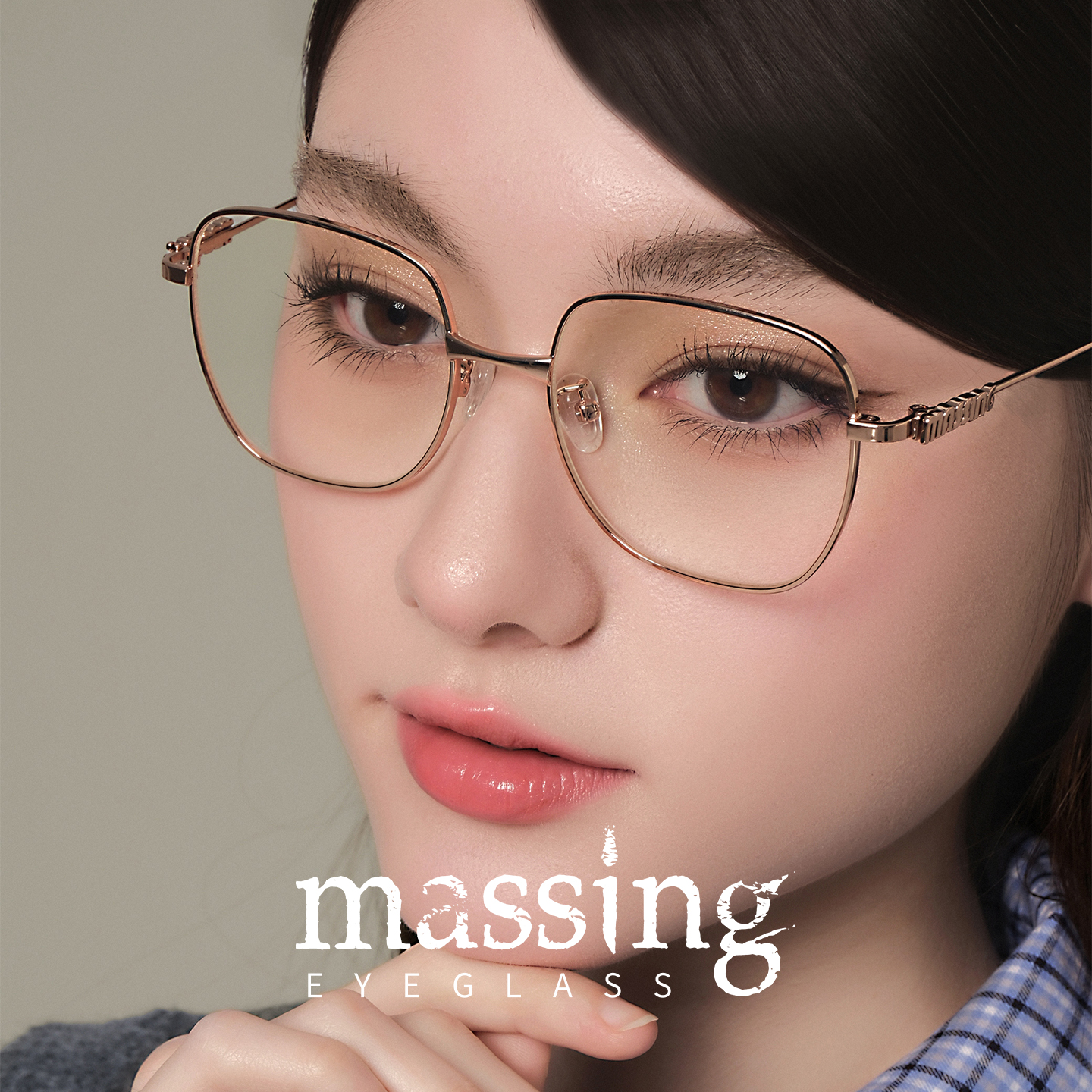 方框金属超轻金丝眼镜