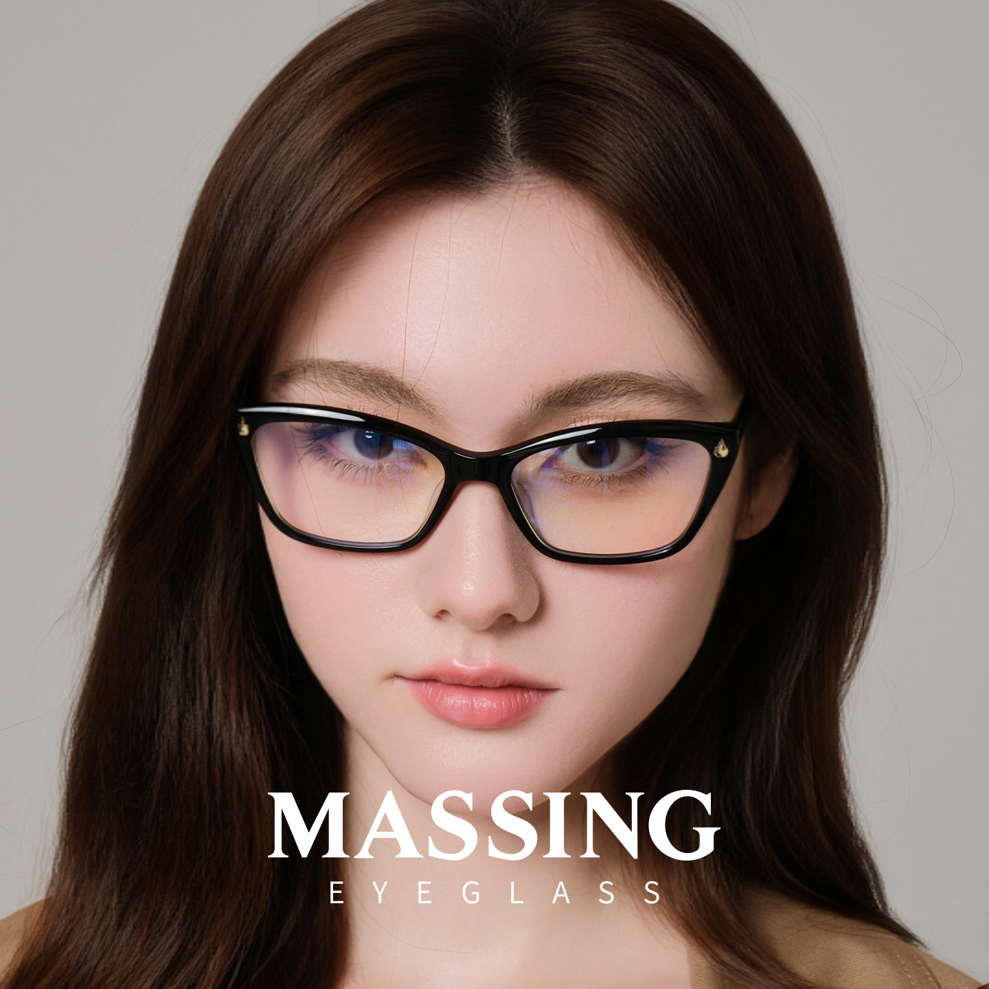 massing方框眼镜通勤办公素颜神器小火苗防蓝光近视眼镜DP-008