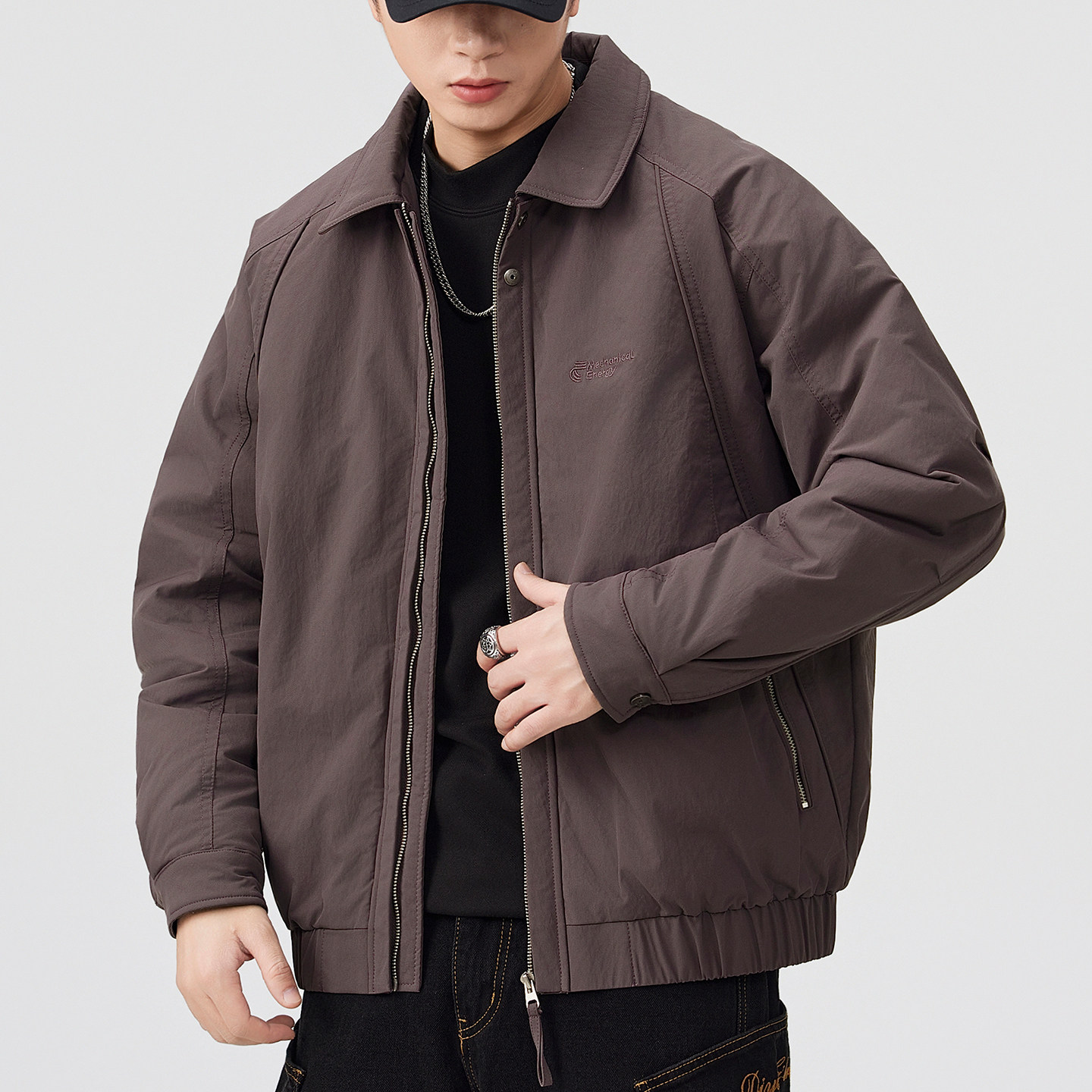 2025冬季新款高级感翻领羽绒服男潮流休闲短款通勤外套男冬装夹克