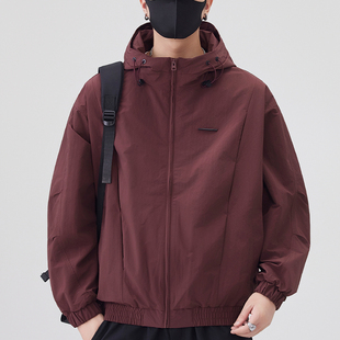 2025时尚连帽夹克男士工装外套春秋款休闲百搭上衣潮流男装衣服