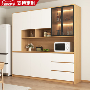 实木餐边柜客厅家用酒柜r一体靠墙储物柜简约餐厅茶碗柜玻璃柜定