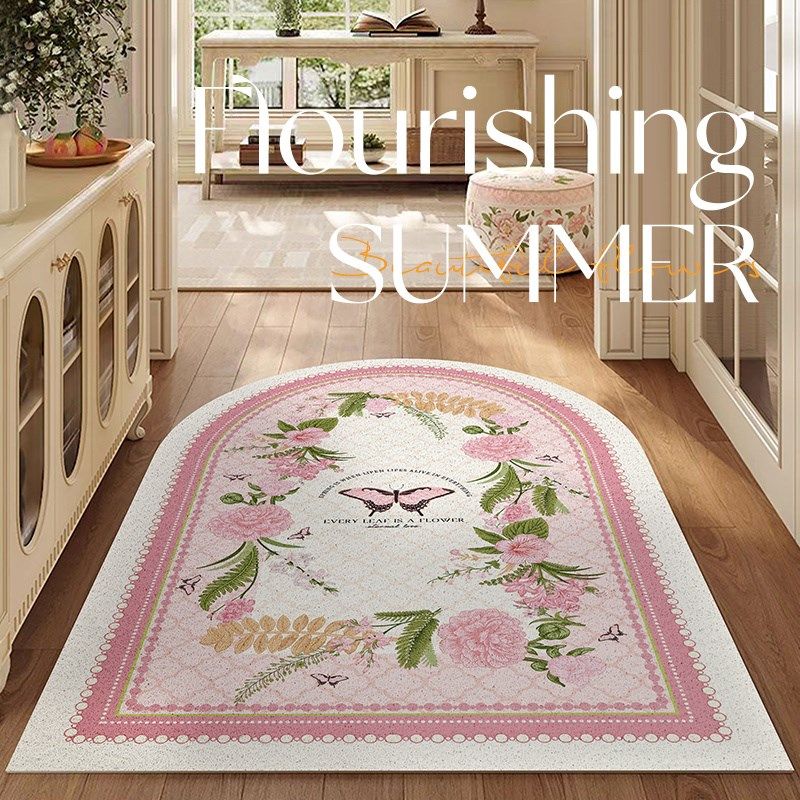 高颜值入户门丝圈j地垫椭圆形脚垫PVC可冲洗防滑吸尘门垫田园风,居家布艺,入户地垫,淘宝优惠券,粉丝福利购,淘宝优惠卷
