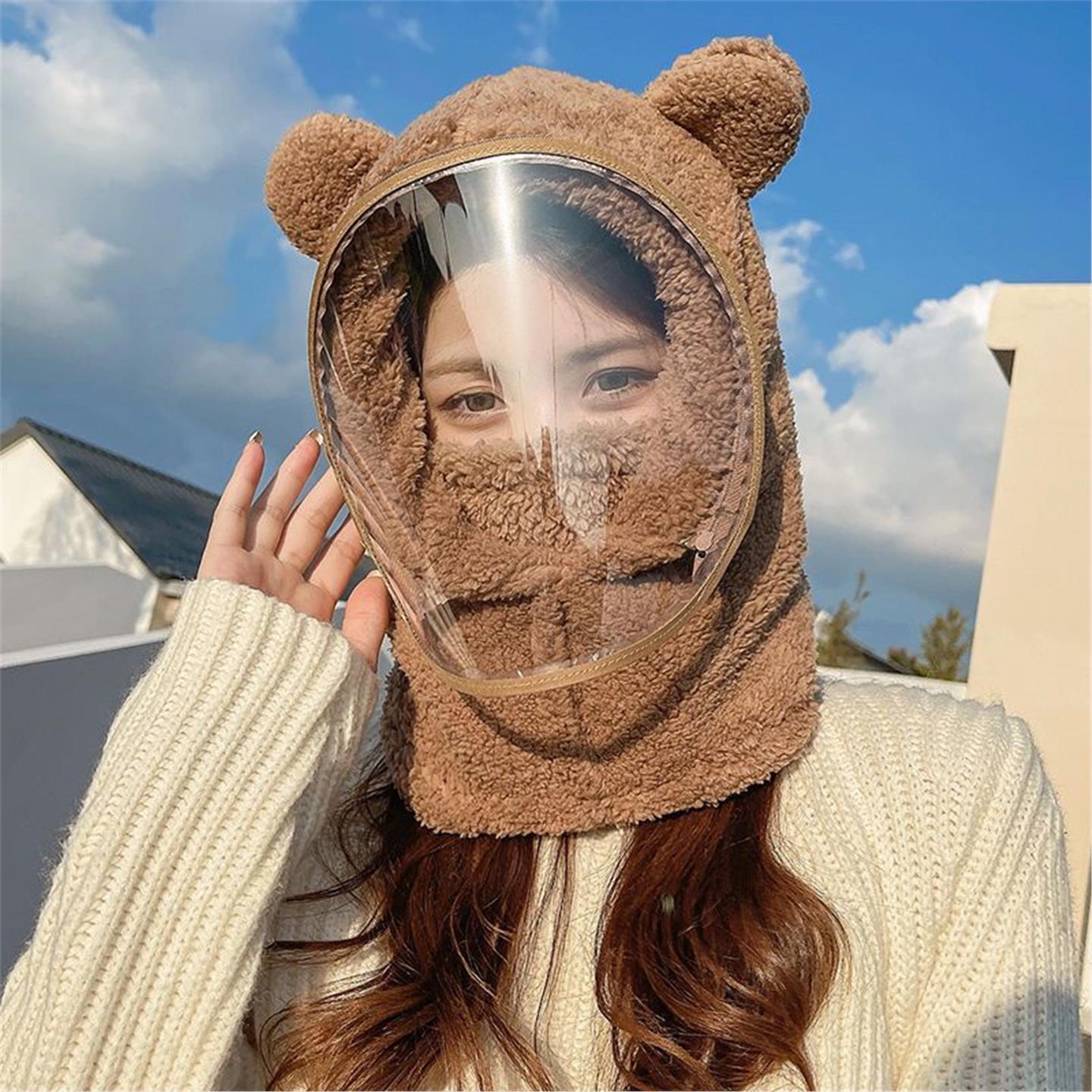 冬天防风帽子女骑车挡加厚