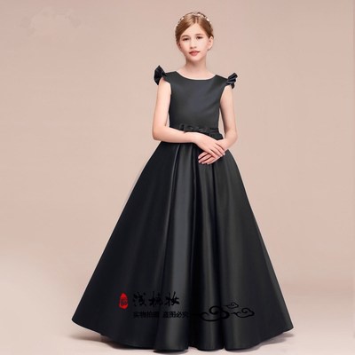 黑色大儿童礼服女童钢琴大提琴管弦F乐团大合唱女孩演出服表演春