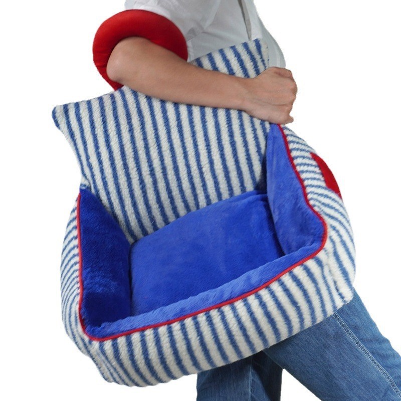 全拆洗蓝色条纹新款宠物沙发窝保暖狗窝猫窝中小型犬宠物窝