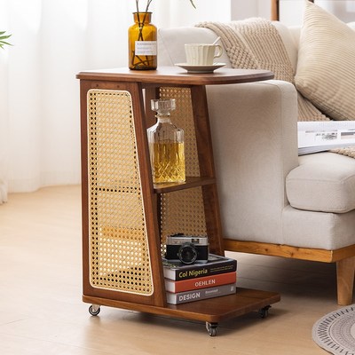 实木边几可移动茶几客厅沙发边柜角几卧室嵌入式置物架小推车茶台