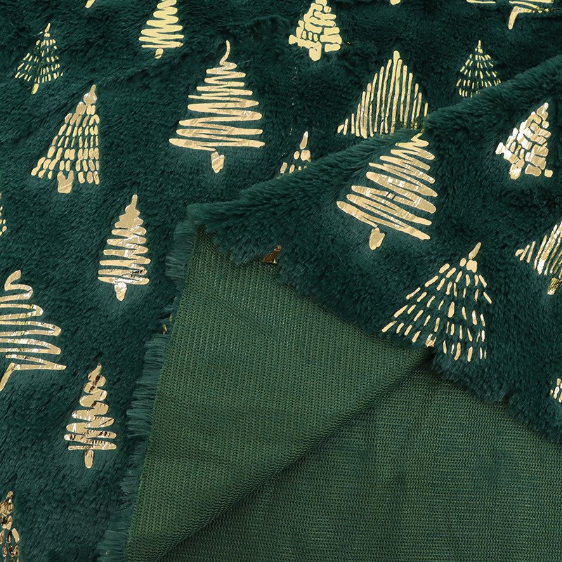 现货PV绒烫金圣诞树秋冬玩具服装箱包鞋帽沙发抱枕烫金面料