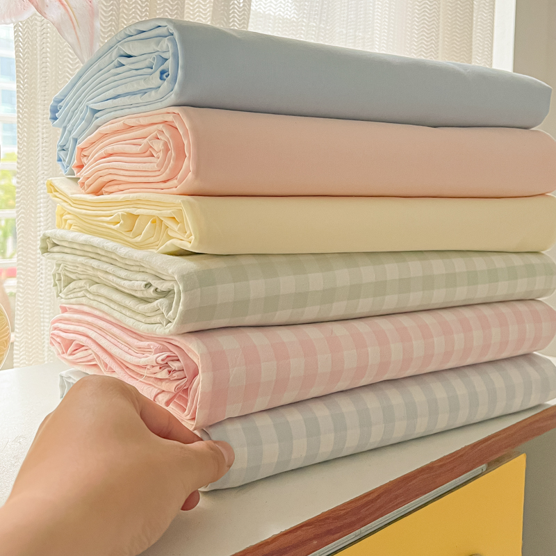 A类100水洗棉床单单件夏季单人学生宿舍被单枕套三件套非纯棉全棉