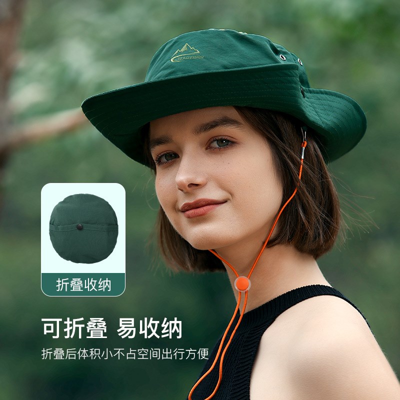 日系大檐抽绳渔夫帽子女夏户外透气山系露营遮阳登山钓鱼帽男