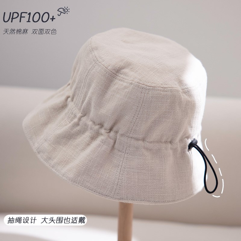双面可戴 ~遮阳帽大头围帽子休闲百搭防晒帽天然透气渔夫帽女夏季