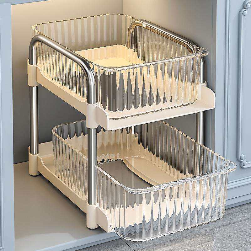 卫生间下水槽置物架抽拉式浴室洗手池柜下厨房厕所分层台面收纳架