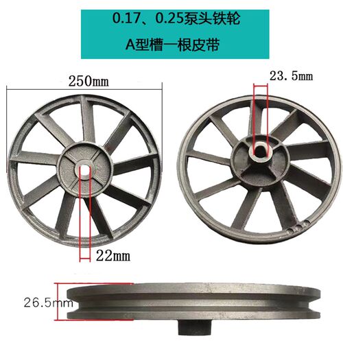 0.360.91.05空压机皮带轮打气泵飞轮空压机缸头轮 两槽电机轮