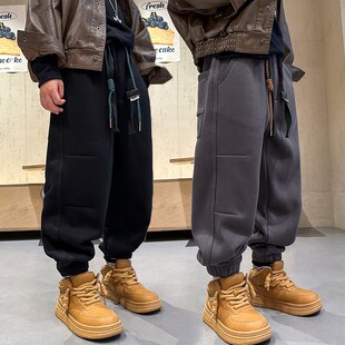 兒童裝 冬季 子秋冬款 一體加厚運動衛(wèi)褲 男孩冬 2024v新款 男童加絨褲