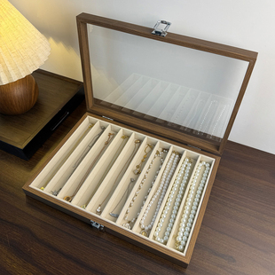 项链专用收纳盒珍珠首饰盒放饰品木质大容量神器展示手链装手饰