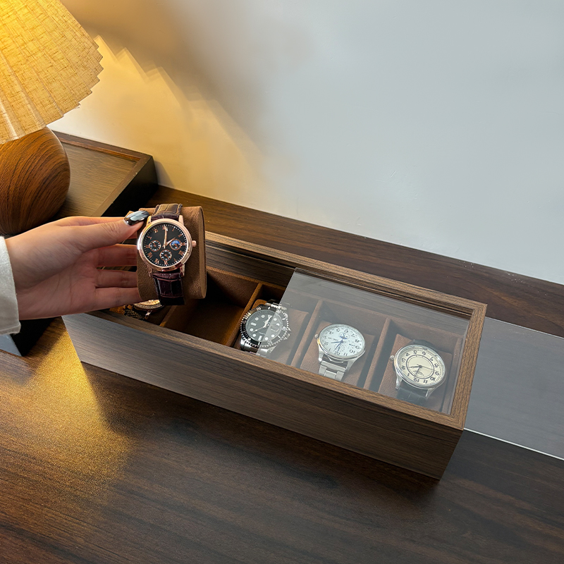 胡桃木纹高档精致手表收纳盒