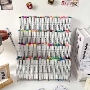 笔筒大容量水彩笔置物架亚克力分格桌面文具放画笔架马克笔收纳盒