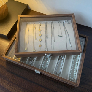 项链专用收纳盒高档精致耳钉项链黄金首饰防氧化手饰品手链存放盒