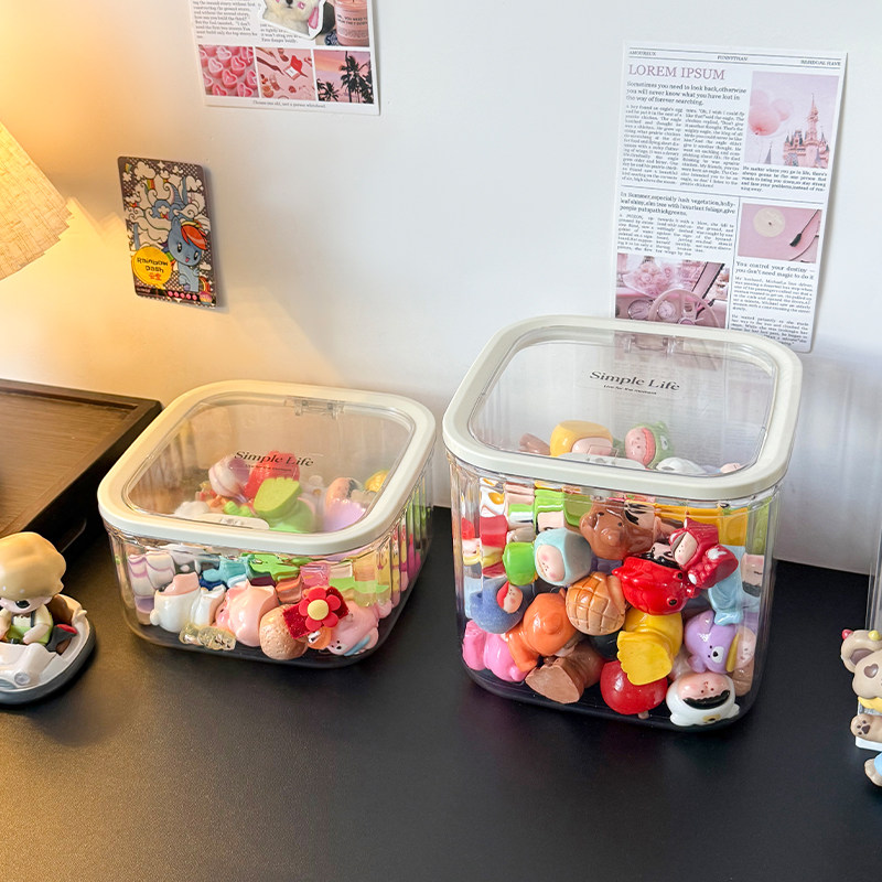 桌面可爱小萌粒收纳盒发饰迷你食玩透明盲盒积分卡罐子摆件展示架,收纳整理,桌面收纳盒,淘宝优惠券,粉丝福利购,淘宝优惠卷