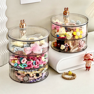 儿童发饰收纳盒女童发夹头绳皮筋桌面女孩发圈小首饰大容量防尘