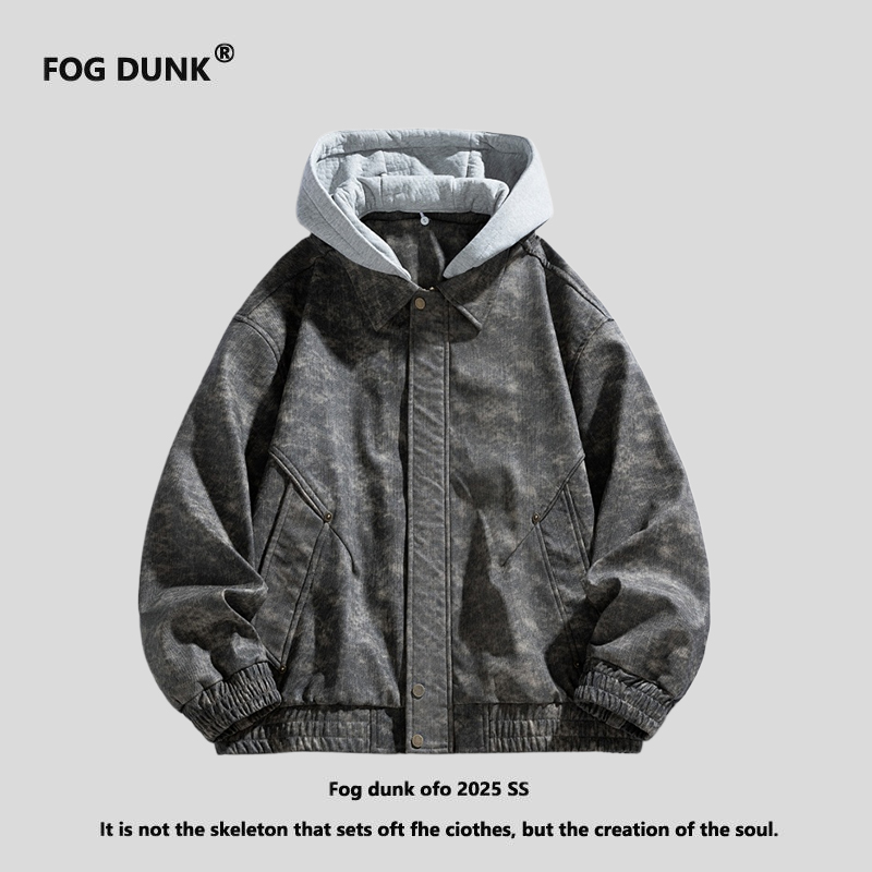 FOG DUNK美式复古皮衣夹克男女款春秋季潮牌宽松痞帅休闲外套男