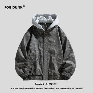 FOG DUNK美式复古皮衣夹克男女款春秋季潮牌宽松痞帅休闲外套男