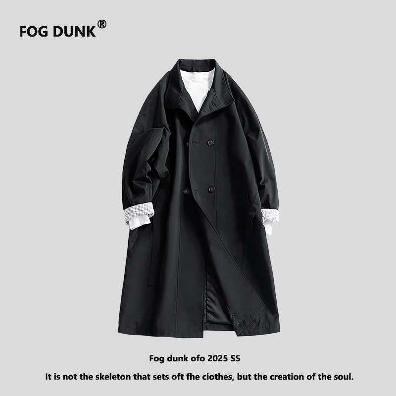 FOG DUNK美式复古立领风衣外套男女春秋季潮牌宽松休闲夹克上衣