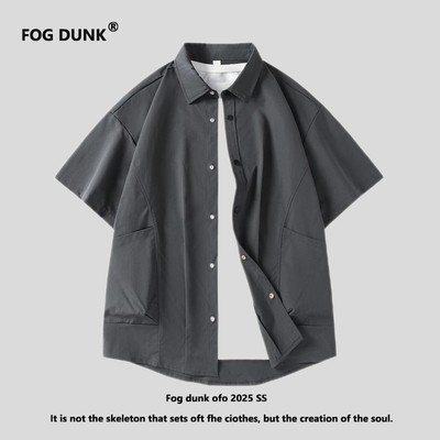 FOGDUNK日系复古翻领短袖衬衫