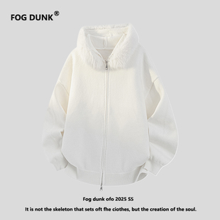 春秋季 复古毛领连帽夹克男女款 潮牌宽松休闲外套男 DUNK美式 FOG