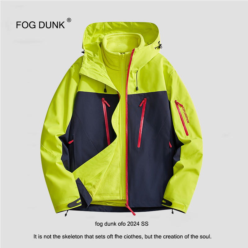 FOG DUNK冲锋衣男女同款三合一可拆卸外套冬季加绒加厚