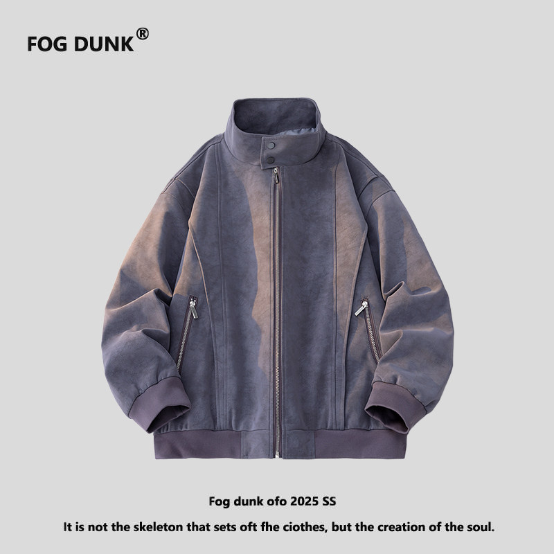 FOG DUNK美式高街翻领皮衣夹克男2025新款宽松休闲潮流痞帅外套