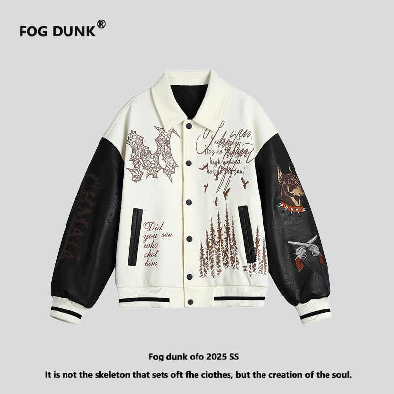 FOG DUNK美式复古棒球服街头青年百搭情侣痞帅夹克休闲潮