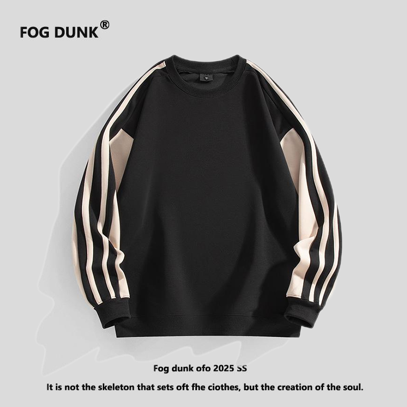 FOG DUNK圆领男士卫衣春秋季潮流宽松圆领条纹秋季上衣服