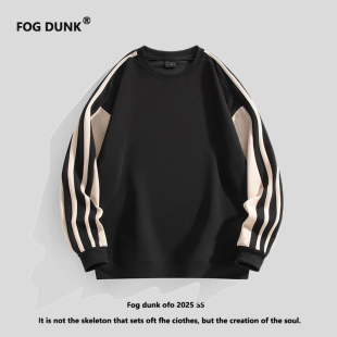 FOG DUNK圆领男士卫衣春秋季潮流宽松圆领条纹秋季上衣服