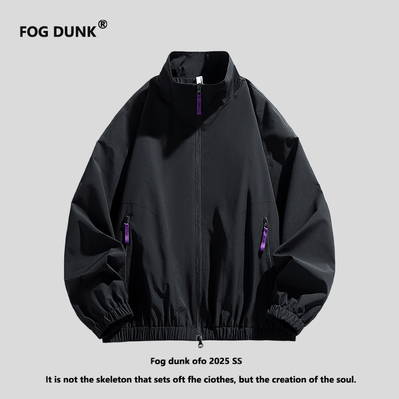 FOG DUNK美式复古立领夹克男女款春秋季潮牌宽松休闲情侣外套男