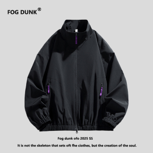 春秋季 复古立领夹克男女款 潮牌宽松休闲情侣外套男 DUNK美式 FOG