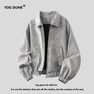 春秋季 复古皮衣夹克男女款 潮牌宽松痞帅休闲外套男 DUNK美式 FOG