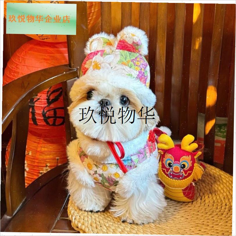 秋冬狗狗猫咪衣服冬季保暖2024C年龙年新年过年喜庆宠物红色唐装,