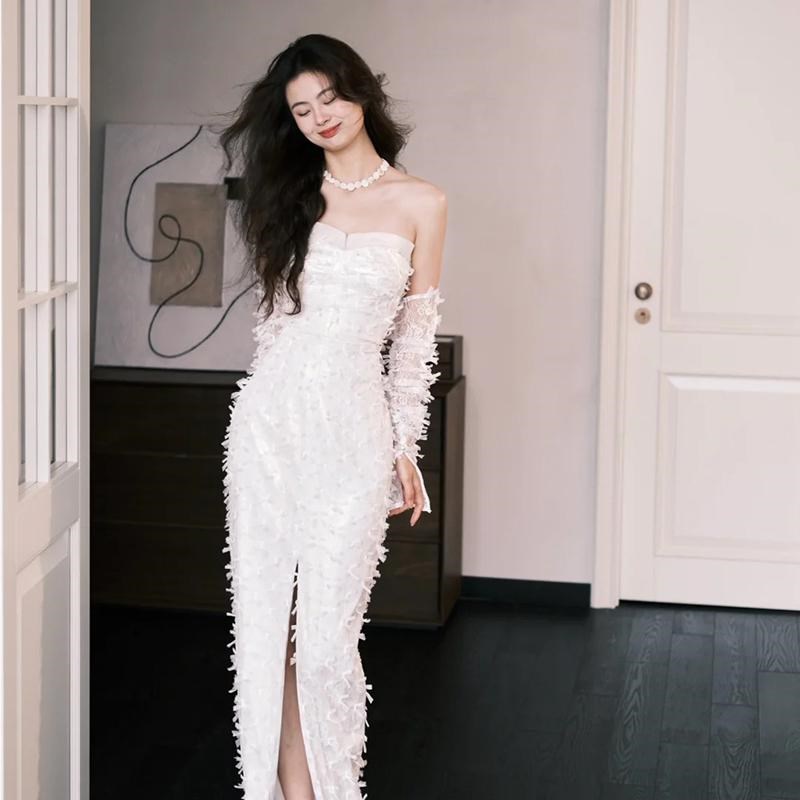 2025高级感订婚礼服小众轻婚纱新娘H结婚晨袍生日裙子宴会敬酒服