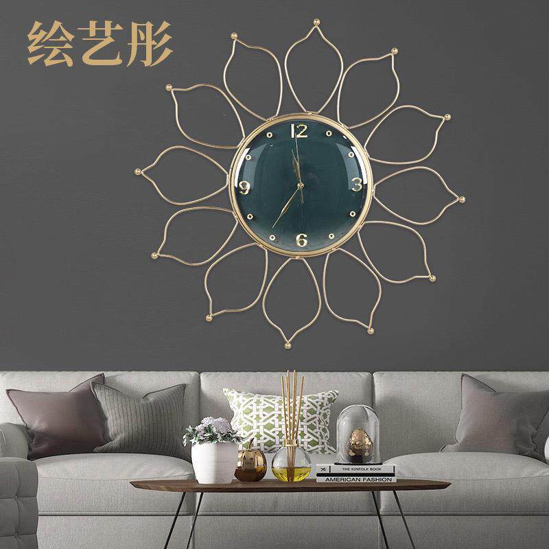 现代简约时钟客厅家用电池挂钟背景墙圆形装饰壁钟创意上墙挂件