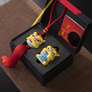 国风高档醒狮挂饰石敢当摆件套装礼品交趾陶舞狮电视柜工艺吉祥物