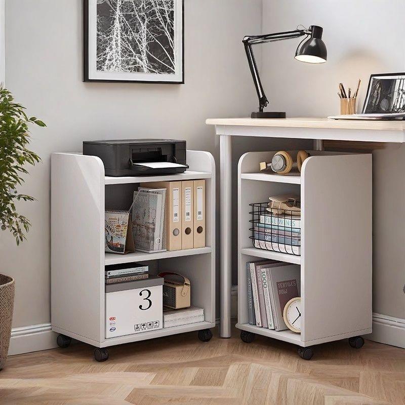 书桌旁小书架桌下置物架收纳柜可移动带轮柜子学生简易储物柜书柜