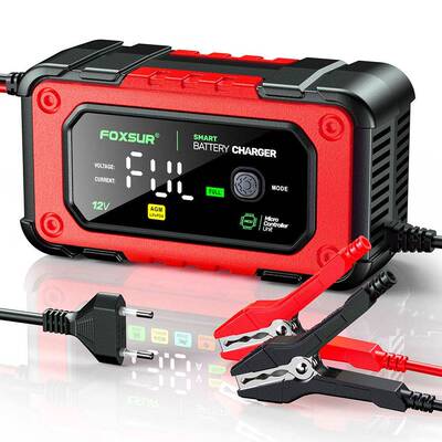 FOXSUR 12V大屏彩显充电器 7A铅酸电池+铁锂轮船汽车电池充电机