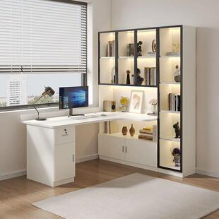 学生转角带书柜写字桌电脑桌台式家用书桌书架一体桌桌子简约实木